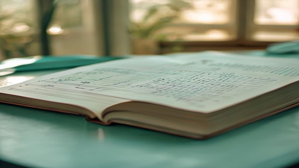 Open workbook with structured planning framework and warm afternoon light